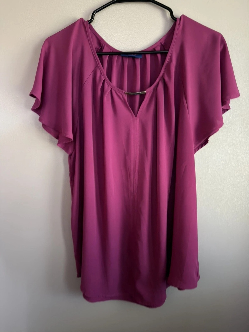Apt. 9 Magenta Flutter Sleeve V-Neck Blouse